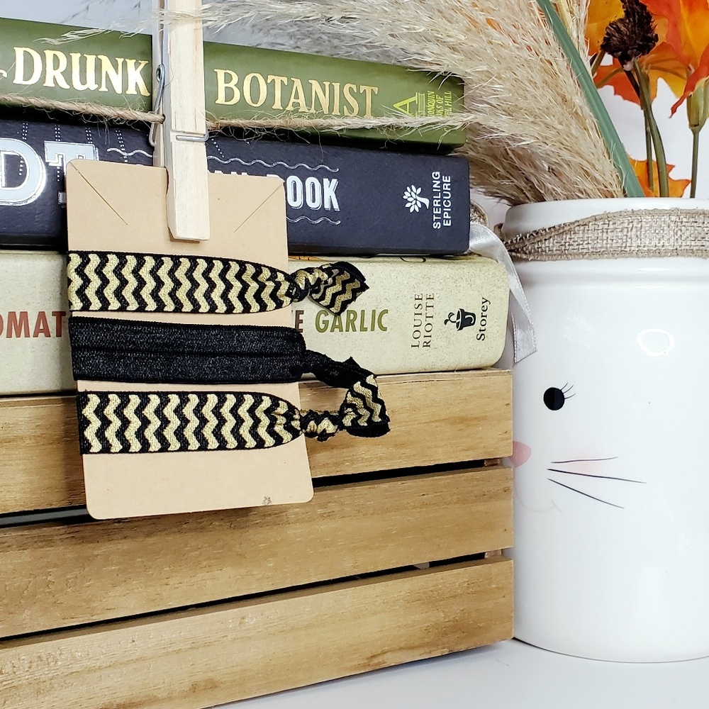 3 Pack Handmade Ouchless Chevron Stripe Hair Ties